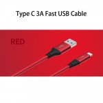 Wholesale Type C 3A Fast Charge Metal Nylon Woven Aluminum USB Cable 3ft (Red)